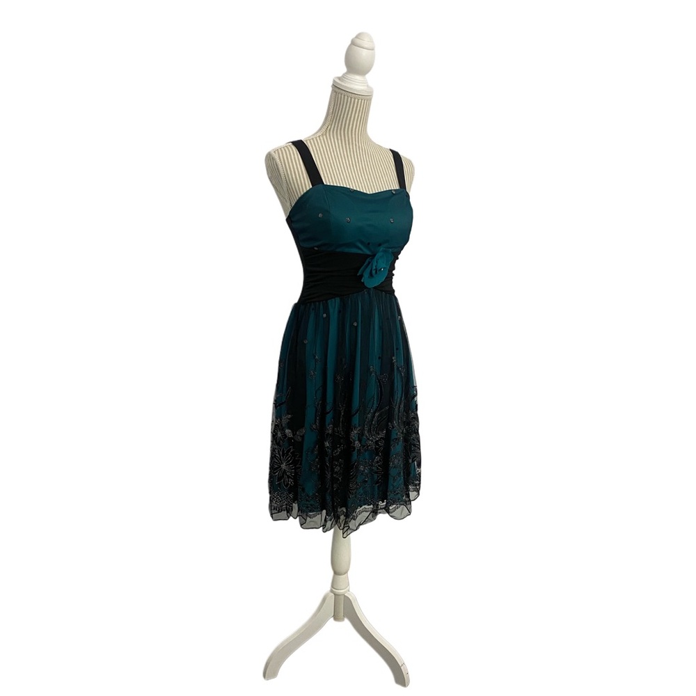 Elegant Teal Floral Dress